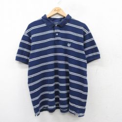 XL★古着 チャップス 半袖 ブランド ポロ シャツ メンズ 00年代 00s ワンポイントロゴ 鹿の子 大きいサイズ コットン 紺他 ネイビー 25jun05 中古 トップス