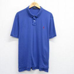 XL★古着 ラルフローレン Ralph Lauren 半袖 ブランド ポロ シャツ メンズ ワンポイントロゴ コットン 紺 ネイビー 25jun06 中古 トップス