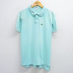 XL★古着 ラコステ LACOSTE IZOD 半袖 ブランド ポロ シャツ メンズ 90年代 90s ワンポイントロゴ 鹿の子 大きいサイズ コットン USA製 薄緑系 グリーン 25jun06 中古 トップス