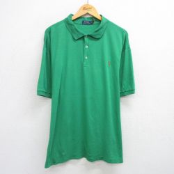 XL★古着 ラルフローレン Ralph Lauren 半袖 ブランド ポロ シャツ メンズ ワンポイントロゴ 大きいサイズ コットン 緑 グリーン 25jun06 中古 トップス