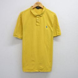 XL★古着 ラルフローレン Ralph Lauren 半袖 ブランド ポロ シャツ メンズ ワンポイントロゴ 鹿の子 大きいサイズ コットン 黄 イエロー 25jun06 中古 トップス