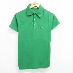 S★古着 ラコステ LACOSTE 半袖 ブランド ポロ シャツ メンズ 70年代 70s ワンポイントロゴ 緑 グリーン 25jun06 中古 トップス