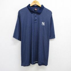 XL★古着 ナイキ NIKE 半袖 ブランド ポロ シャツ メンズ 00年代 00s MLB ニューヨークヤンキース 大きいサイズ 紺他 ネイビー メジャーリーグ ベースボール 野球 25jun06 中古 トップス