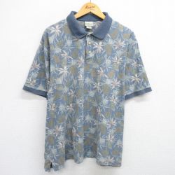 【50%OFF】XL★古着 エルエルビーン LLBEAN 半袖 ブランド ポロ シャツ メンズ 00年代 00s 花 鹿の子 大きいサイズ 紺他 ネイビー 25jun06 中古 トップス