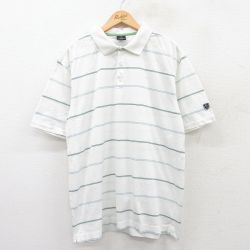 【50%OFF】XL★古着 ナイキ NIKE 半袖 ブランド ポロ シャツ メンズ 00年代 00s ゴルフ 大きいサイズ コットン 白他 ホワイト ボーダー 25jun17 中古 トップス