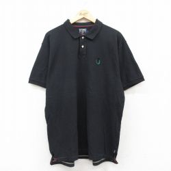 XL★古着 ラルフローレン Ralph Lauren チャップス 半袖 ブランド ポロ シャツ メンズ 80年代 80s ワンポイントロゴ 鹿の子 大きいサイズ コットン 黒 ブラック 【spe】 25jun17 中古 トップス