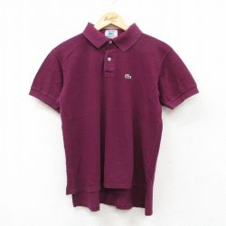 M★古着 ラコステ LACOSTE IZOD 半袖 ブランド ポロ シャツ メンズ 90年代 90s 鹿の子 コットン エンジ 25jun17 中古 トップス