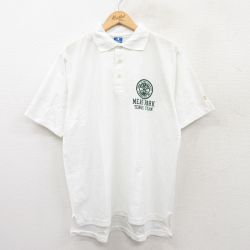XL★古着 チャンピオン champion 半袖 ブランド ポロ シャツ メンズ 90年代 90s MEAD PARK テニス 鹿の子 USA製 白 ホワイト 25jun17 中古 トップス