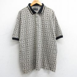 XL★古着 ピエールカルダン pierre cardin 半袖 ブランド ポロ シャツ メンズ 00年代 00s 総柄 大きいサイズ ベージュ他 カーキ 25jun18 中古 トップス