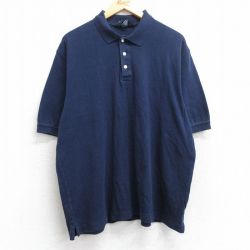 XL★古着 ランズエンド 半袖 ブランド ポロ シャツ メンズ 00年代 00s コットン 紺 ネイビー 25jun18 中古 トップス