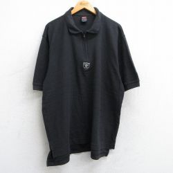 XL★古着 ナイキ NIKE 半袖 ブランド ハーフジップ ポロ シャツ メンズ 00年代 00s NFL ラスベガスレイダース 鹿の子 大きいサイズ コットン 黒 ブラック アメフト スーパーボウル 25jun18 中古 トップス