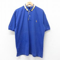 XL★古着 ノーティカ NAUTICA 半袖 ブランド ポロ シャツ メンズ 90年代 90s ワンポイントロゴ 大きいサイズ コットン 青他 ブルー 25jun19 中古 トップス