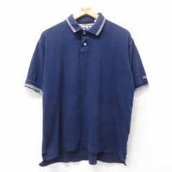 XL★古着 フィラ FILA 半袖 ブランド ポロ シャツ メンズ 90年代 90s コットン 紺 ネイビー 25jun19 中古 トップス
