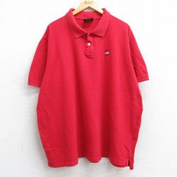 XL★古着 ラルフローレン Ralph Lauren ポロジーンズ 半袖 ブランド ポロ シャツ メンズ 90年代 90s ワンポイントロゴ 鹿の子 大きいサイズ コットン USA製 赤 レッド 25jun25 中古 トップス