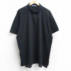XL★古着 ラルフローレン Ralph Lauren ポロゴルフ 半袖 ブランド ポロ シャツ メンズ 90年代 90s ワンポイントロゴ ラグラン 鹿の子 大きいサイズ 黒 ブラック 25jun25 中古 トップス