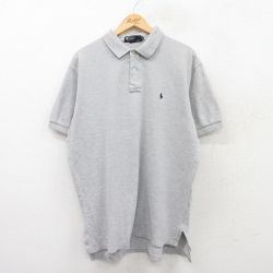 XL★古着 ラルフローレン Ralph Lauren 半袖 ブランド ポロ シャツ メンズ 90年代 90s ワンポイントロゴ 鹿の子 大きいサイズ コットン グレー 霜降り 【spe】 25jun26 中古 トップス