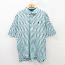 XL★古着 ラルフローレン Ralph Lauren ポロゴルフ 半袖 ブランド ポロ シャツ メンズ 90年代 90s ワンポイントロゴ コットン 薄紺他 ネイビー 25jun26 中古 トップス