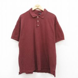 XL★古着 ギャップ GAP 半袖 ブランド ポロ シャツ メンズ 鹿の子 大きいサイズ コットン エンジ系 25jun26 中古 トップス