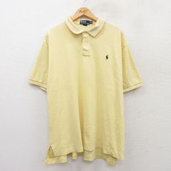 XL★古着 ラルフローレン Ralph Lauren 半袖 ブランド ポロ シャツ メンズ 90年代 90s ワンポイントロゴ コットン 黄 イエロー 25jun26 中古 トップス