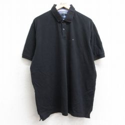 【20%OFF】XL★古着 トミーヒルフィガー TOMMY HILFIGER 半袖 ブランド ポロ シャツ メンズ ワンポイントロゴ 和 大きいサイズ 黒 ブラック 25jul08 中古 トップス