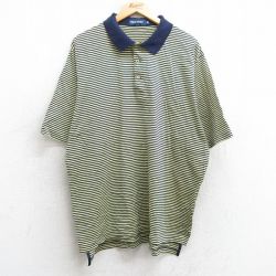 XL★古着 ラルフローレン Ralph Lauren ポロゴルフ 半袖 ブランド ポロ シャツ メンズ 90年代 90s 大きいサイズ コットン 黄他 イエロー ボーダー 【spe】 25jul08 中古 トップス
