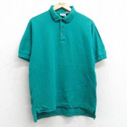 【50%OFF】L★古着 ドッカーズ 半袖 ブランド ポロ シャツ メンズ 90年代 90s 鹿の子 コットン 青緑 25jul08 中古 トップス