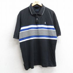 【20%OFF】XL★古着 ラルフローレン Ralph Lauren ポロゴルフ 半袖 ブランド ポロ シャツ メンズ 90年代 90s ワンポイントロゴ 鹿の子 大きいサイズ コットン 黒他 ブラック 25jul08 中古 トップス