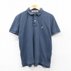 【50%OFF】L★古着 ノーティカ NAUTICA 半袖 ブランド ポロ シャツ メンズ ワンポイントロゴ コットン 紺 ネイビー 25jul14 中古 トップス