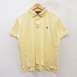 【50%OFF】XL★古着 ラルフローレン Ralph Lauren ポロスポーツ 半袖 ブランド ポロ シャツ メンズ ワンポイントロゴ コットン 薄黄 イエロー 【spe】 25jul14 中古 トップス