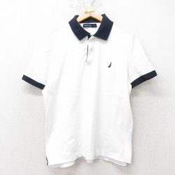 XL★古着 ノーティカ NAUTICA 半袖 ブランド ポロ シャツ メンズ ワンポイントロゴ コットン 白他 ホワイト 25jul14 中古 トップス