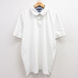 XL★古着 トミーヒルフィガー TOMMY HILFIGER 半袖 ブランド ポロ シャツ メンズ ワンポイントロゴ 鹿の子 大きいサイズ 白 ホワイト 25jul15 中古 トップス