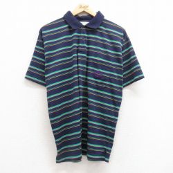 L★古着 ジバンシー GIVENCHY 半袖 ブランド ポロ シャツ メンズ ワンポイントロゴ 胸ポケット付き 紺他 ネイビー ボーダー 【spe】 25jul15 中古 トップス