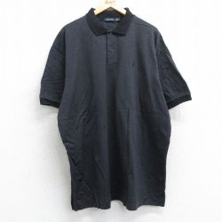 XL★古着 ノーティカ NAUTICA 半袖 ブランド ポロ シャツ メンズ ワンポイントロゴ 千鳥格子 大きいサイズ ロング丈 コットン 黒 ブラック 25jul25 中古 トップス