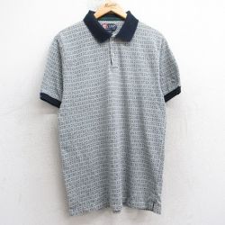 L★古着 ラルフローレン Ralph Lauren チャップス 半袖 ブランド ポロ シャツ メンズ 90年代 90s 総柄 コットン 緑他 グリーン 25jul30 中古 トップス