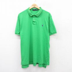 【50%OFF】XL★古着 ラルフローレン Ralph Lauren 半袖 ブランド ポロ シャツ メンズ ワンポイントロゴ 大きいサイズ コットン 緑 グリーン 25aug05 中古 トップス