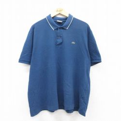 【50%OFF】XL★古着 ラコステ LACOSTE 半袖 ブランド ポロ シャツ メンズ ワンポイントロゴ 鹿の子 大きいサイズ コットン 紺他 ネイビー 25aug05 中古 トップス