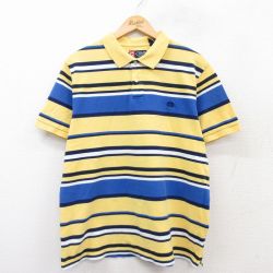 【50%OFF】XL★古着 チャップス 半袖 ブランド ポロ シャツ メンズ ワンポイントロゴ 鹿の子 コットン 黄他 イエロー ボーダー 25aug05 中古 トップス