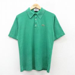 【50%OFF】M★古着 ラコステ LACOSTE 半袖 ブランド ポロ シャツ メンズ 90年代 90s ワンポイントロゴ 鹿の子 緑 グリーン 25aug05 中古 トップス