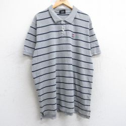 【20%OFF】XL★古着 ラルフローレン Ralph Lauren ポロジーンズ 半袖 ブランド ポロ シャツ メンズ 00年代 00s ワンポイントロゴ 鹿の子 大きいサイズ コットン グレー 霜降り他 ボーダー 25aug05 中古 トップス