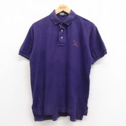 【50%OFF】L★古着 ラルフローレン Ralph Lauren 半袖 ブランド ポロ シャツ メンズ 90年代 90s ワンポイントロゴ コットン USA製 紫 パープル 25aug09 中古 トップス