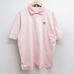 【50%OFF】XL★古着 ラルフローレン Ralph Lauren ポロジーンズ 半袖 ブランド ポロ シャツ メンズ 90年代 90s バルタスロール 大きいサイズ コットン ピンク他 ボーダー 25aug25 中古 トップス