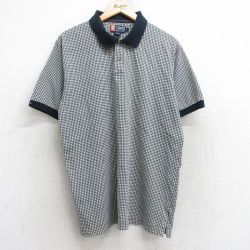 【20%OFF】L★古着 ラルフローレン Ralph Lauren チャップス 半袖 ブランド ポロ シャツ メンズ 90年代 90s コットン 紺他 ネイビー チェック 25aug25 中古 トップス