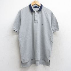 XL★古着 ノーティカ NAUTICA 半袖 ブランド ポロ シャツ メンズ 90年代 90s ワンポイントロゴ 鹿の子 コットン カナダ製 グレー 霜降り 25aug25 中古 トップス