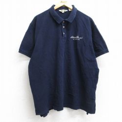 XL★古着 エディーバウアー 半袖 ブランド ポロ シャツ メンズ 00年代 00s ワンポイントロゴ 鹿の子 大きいサイズ コットン 紺 ネイビー 25aug25 中古 トップス