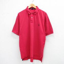 XL★古着 ノーティカ NAUTICA 半袖 ブランド ポロ シャツ メンズ 90年代 90s ワンポイントロゴ 鹿の子 大きいサイズ コットン 赤 レッド 25aug25 中古 トップス