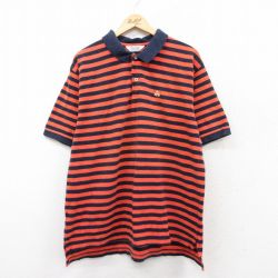 【20%OFF】XL★古着 ブルックスブラザーズ BROOKS BROTHERS 半袖 ブランド ポロ シャツ メンズ 00年代 00s ワンポイントロゴ 鹿の子 大きいサイズ コットン オレンジ他 ボーダー 【spe】 25aug25 中古 トップス