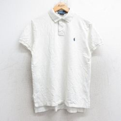 M★古着 ラルフローレン Ralph Lauren 半袖 ブランド ポロ シャツ メンズ 90年代 90s ワンポイントロゴ 鹿の子 コットン 白 ホワイト 25aug26 中古 トップス