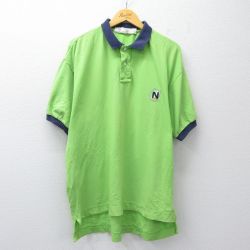 XL★古着 ノーティカ 半袖 ブランド ポロ シャツ メンズ ワンポイントロゴ SAIL コンペティション 大きいサイズ 黄緑他 26apr10