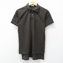 M★古着 ラコステ LACOSTE 半袖 ブランド ポロ シャツ メンズ 90年代 90s ワンポイントロゴ 鹿の子 コットン USA製 こげ茶 26apr10