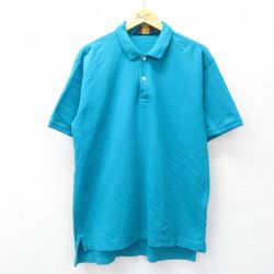 XL★古着 エディーバウアー 半袖 ブランド ポロ シャツ メンズ 90年代 90s 鹿の子 コットン 水色 26apr10